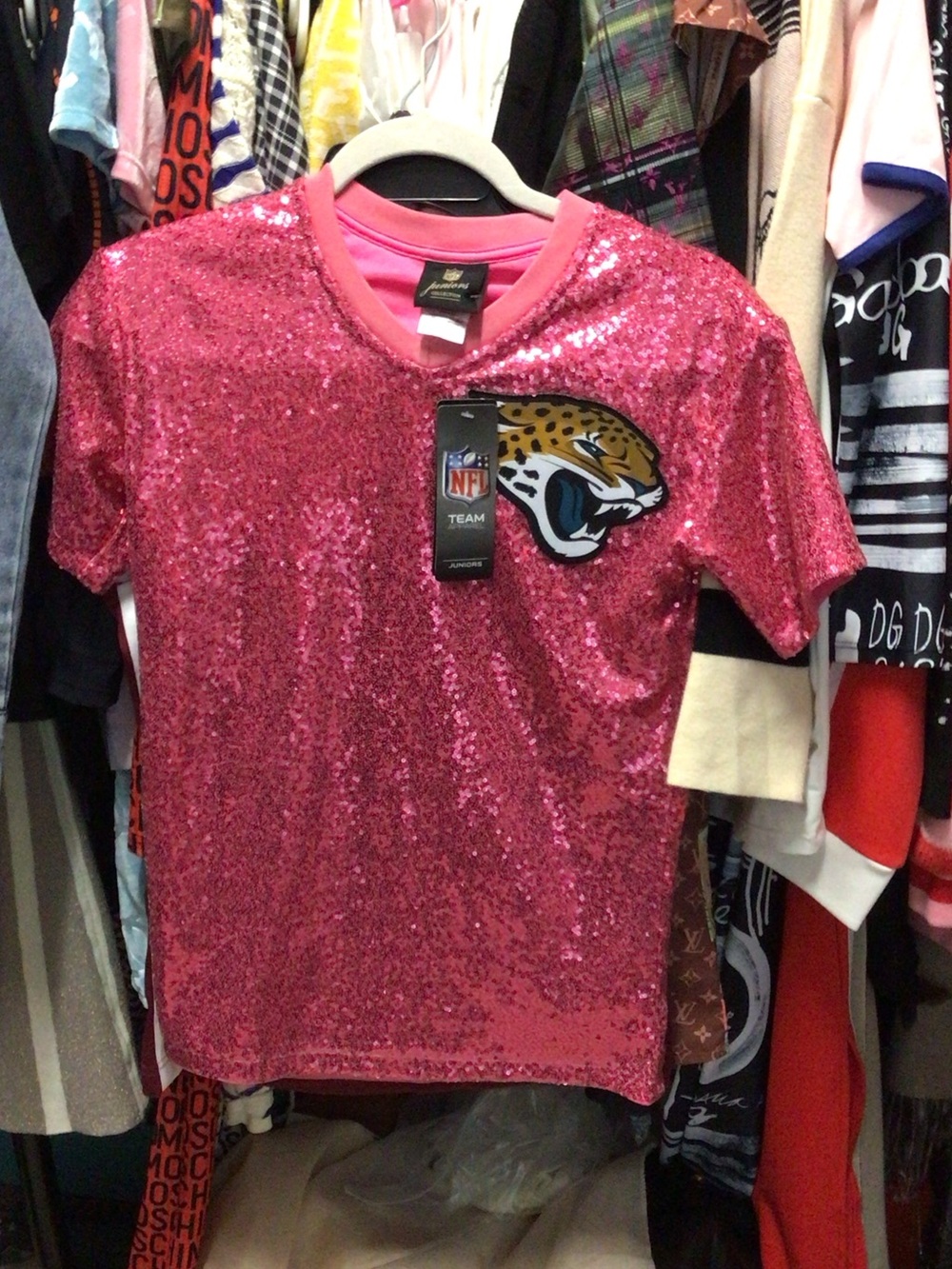 NFL Pink Sequin Jacksonville Jaguars Kids Tee
